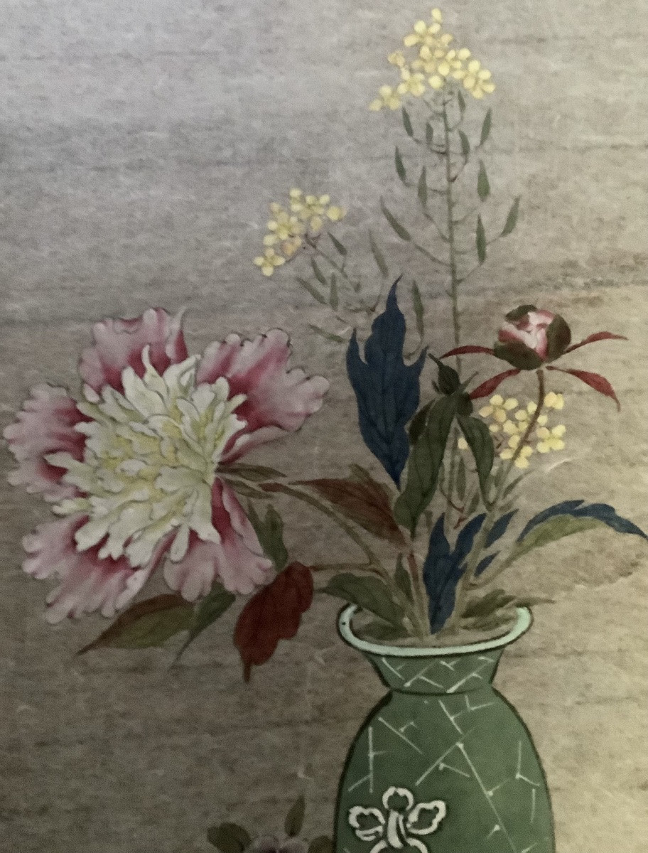 A Pair Of Gouache Paintings On Japanese Silk Paper-photo-3