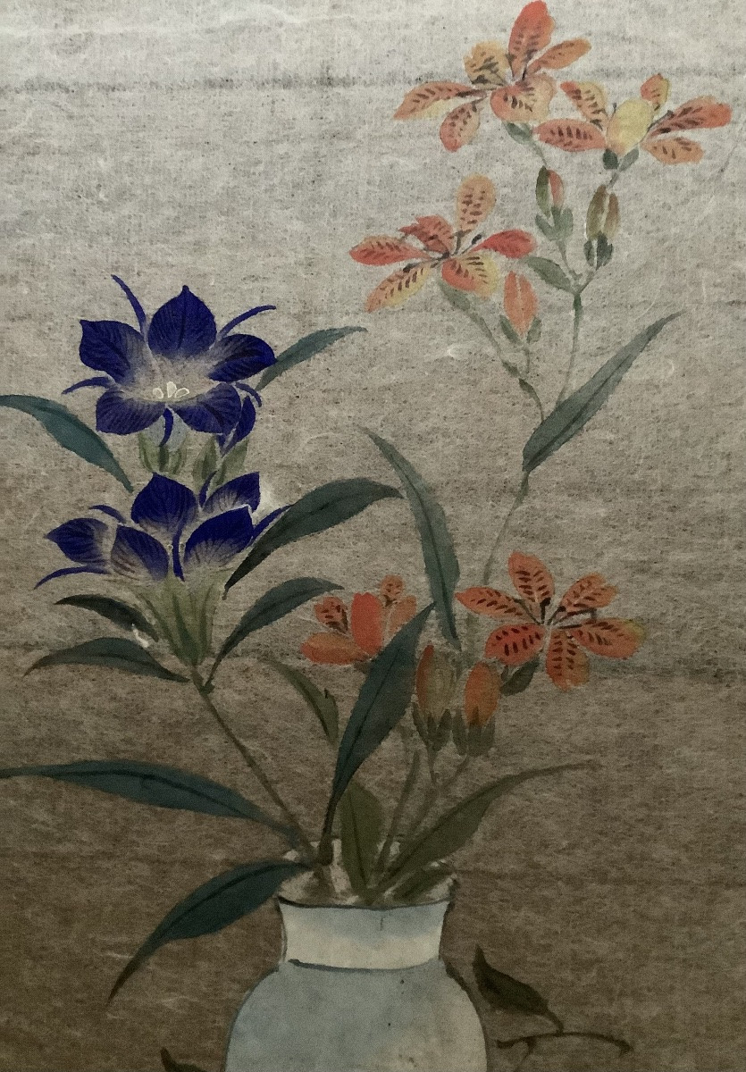A Pair Of Gouache Paintings On Japanese Silk Paper-photo-2