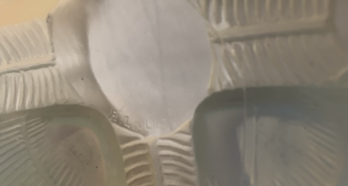 Large Hollow Dish In Opalescent Art Deco Molded Glass Signed R. Lalique, Shell Model-photo-4