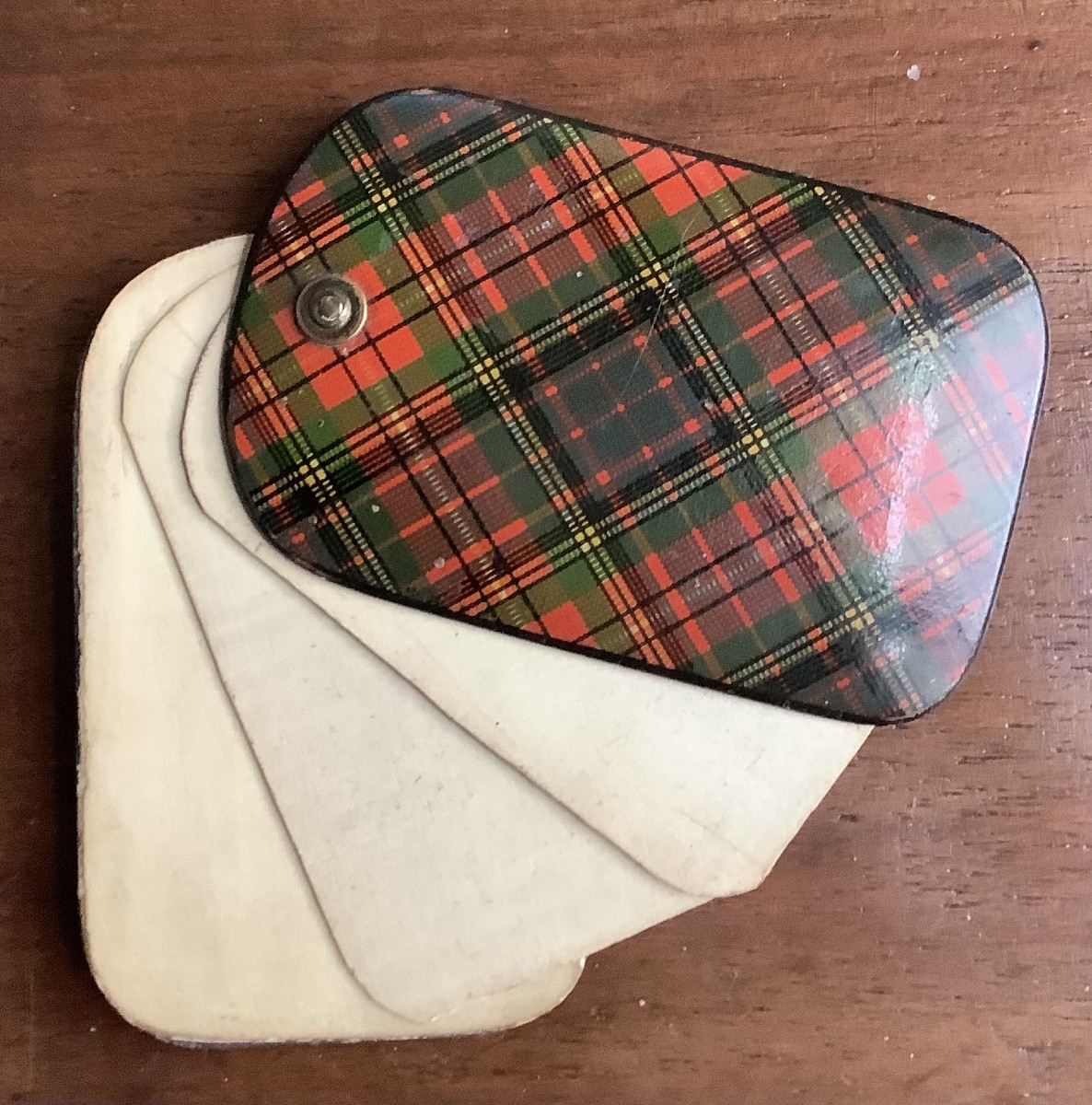 Scottish Tartan Wooden Notebook With Bone Leaves-photo-2