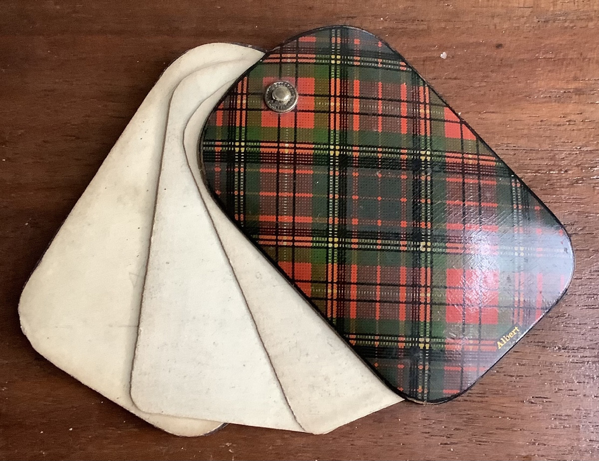 Scottish Tartan Wooden Notebook With Bone Leaves