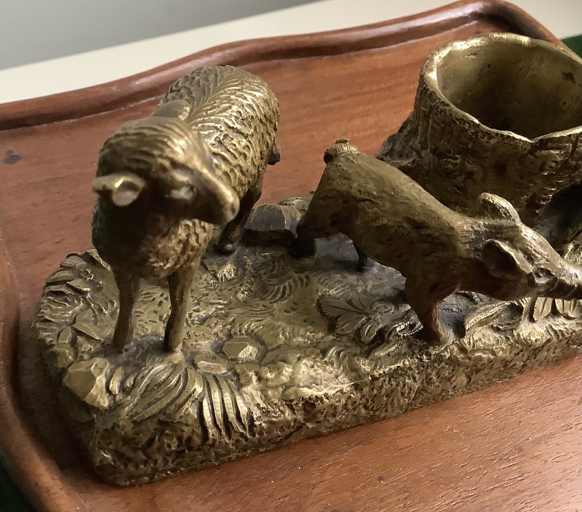 L’encrier bronze de mouton,cochon et canard -photo-3