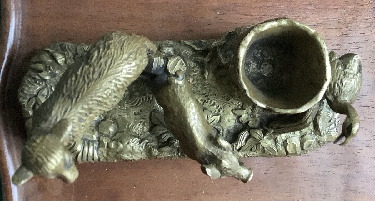 L’encrier bronze de mouton,cochon et canard -photo-2