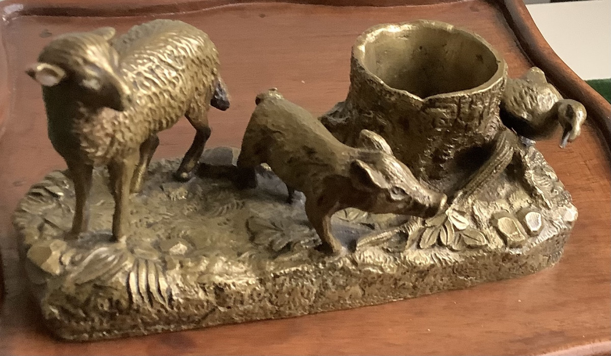 L’encrier bronze de mouton,cochon et canard 