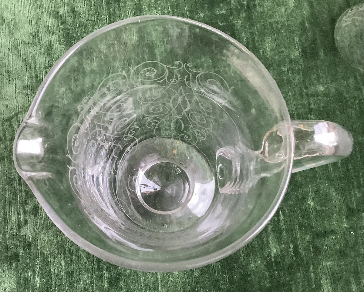5 verres de vin cristal de Baccarat avec son pichet-photo-3