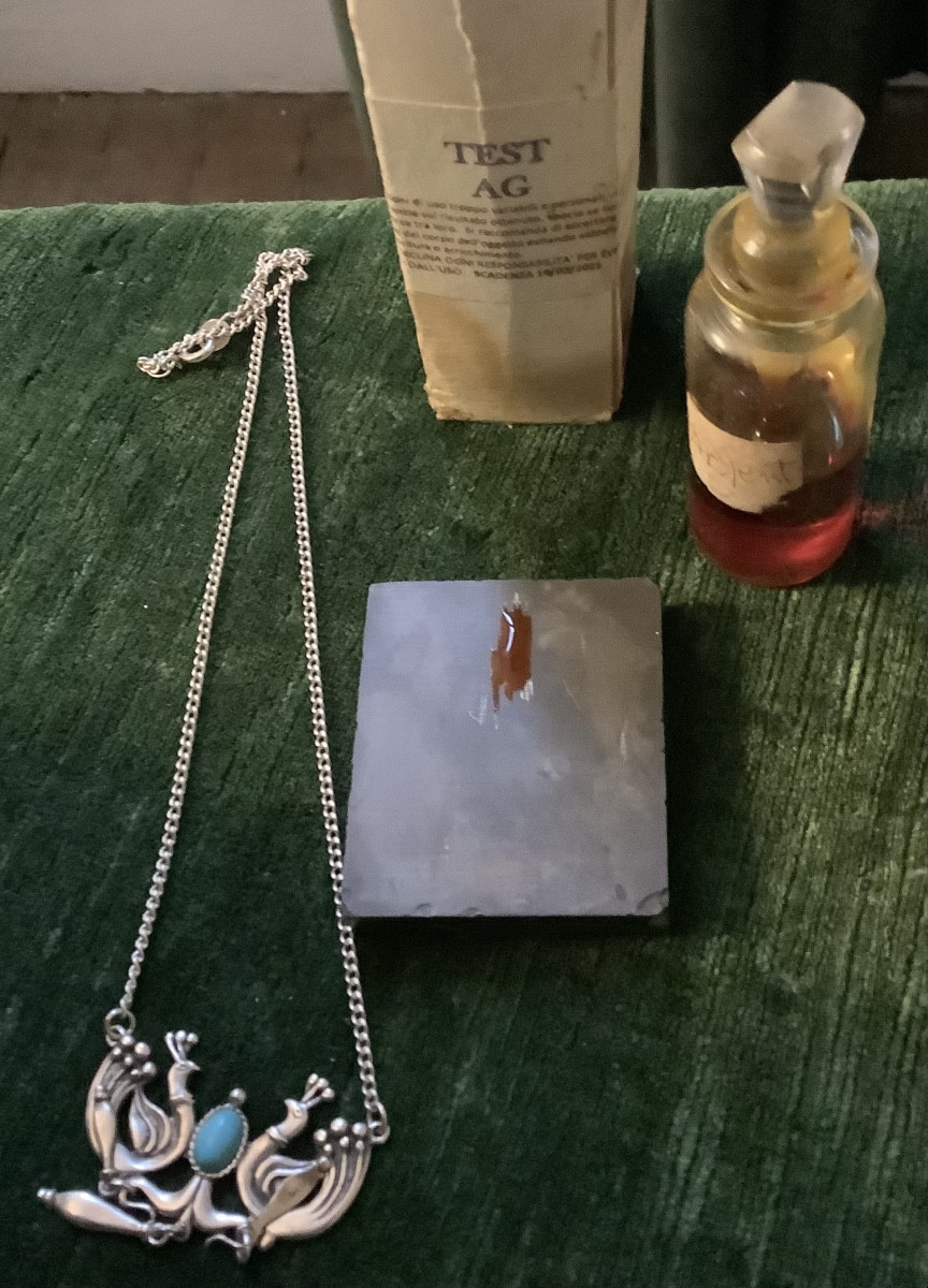 Collier en l’oiseaux fantastique au centre turquoise en argent-photo-3