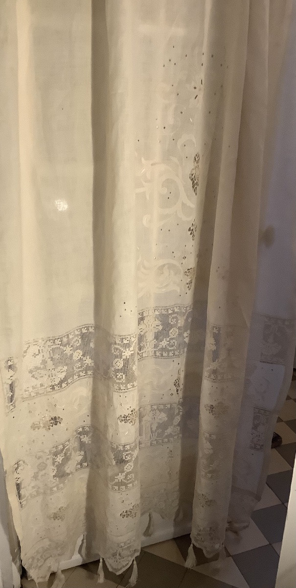 Une paire de rideaux incrustation de dentelle en coton-photo-2