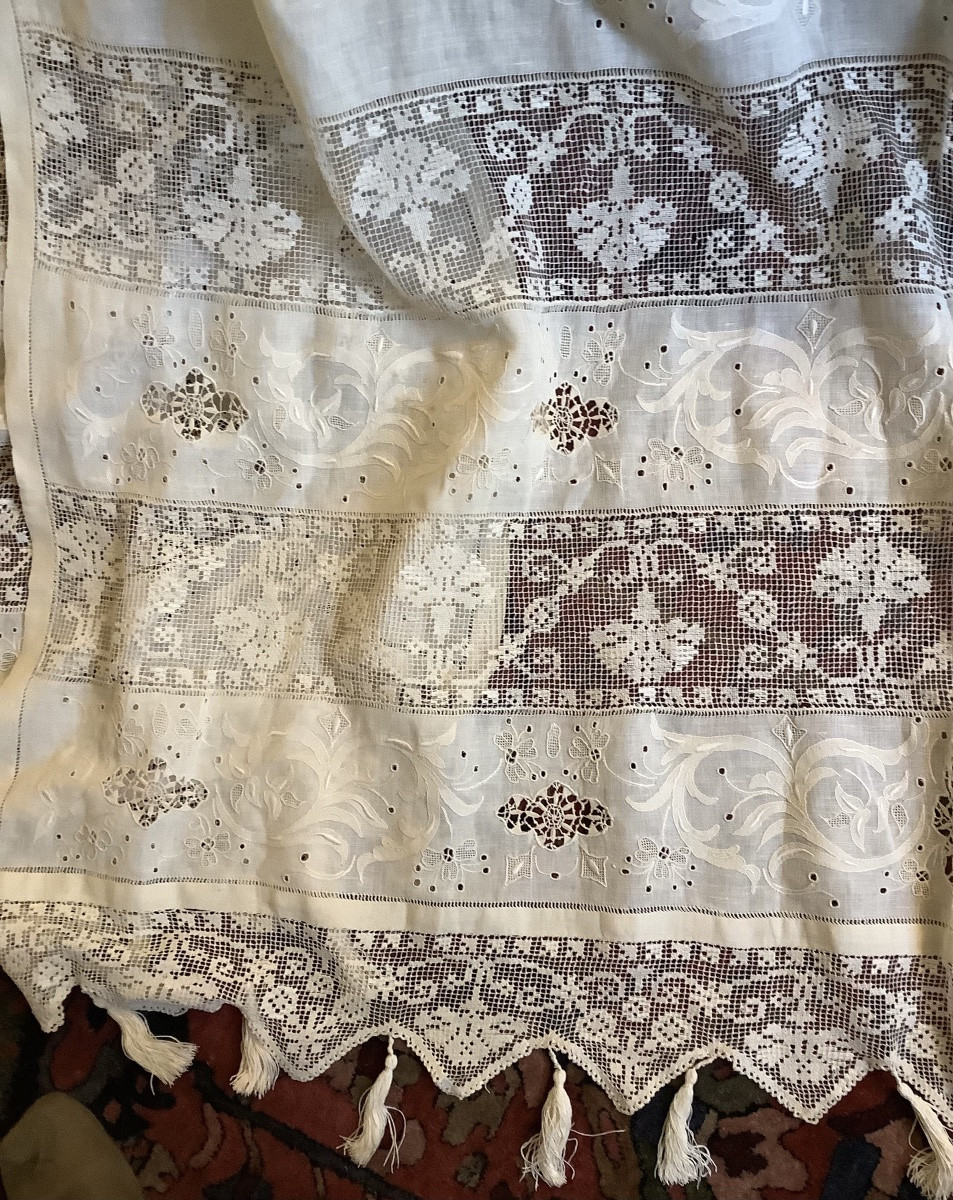 Une paire de rideaux incrustation de dentelle en coton-photo-4