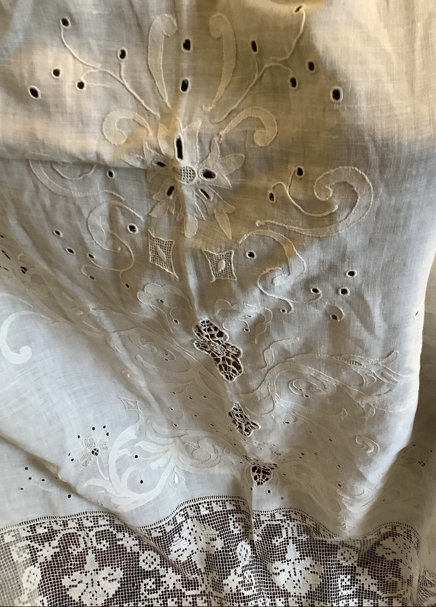 Une paire de rideaux incrustation de dentelle en coton-photo-2