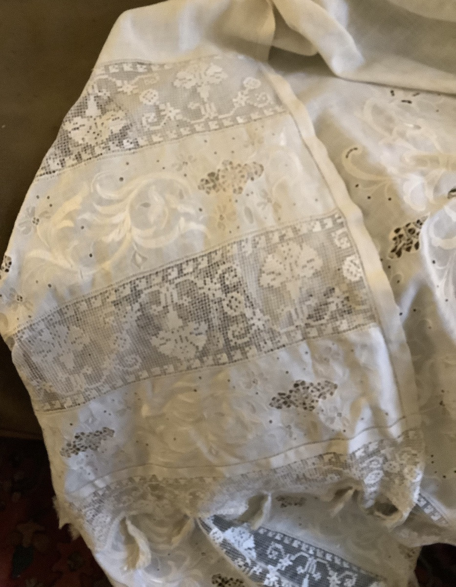 Une paire de rideaux incrustation de dentelle en coton-photo-3