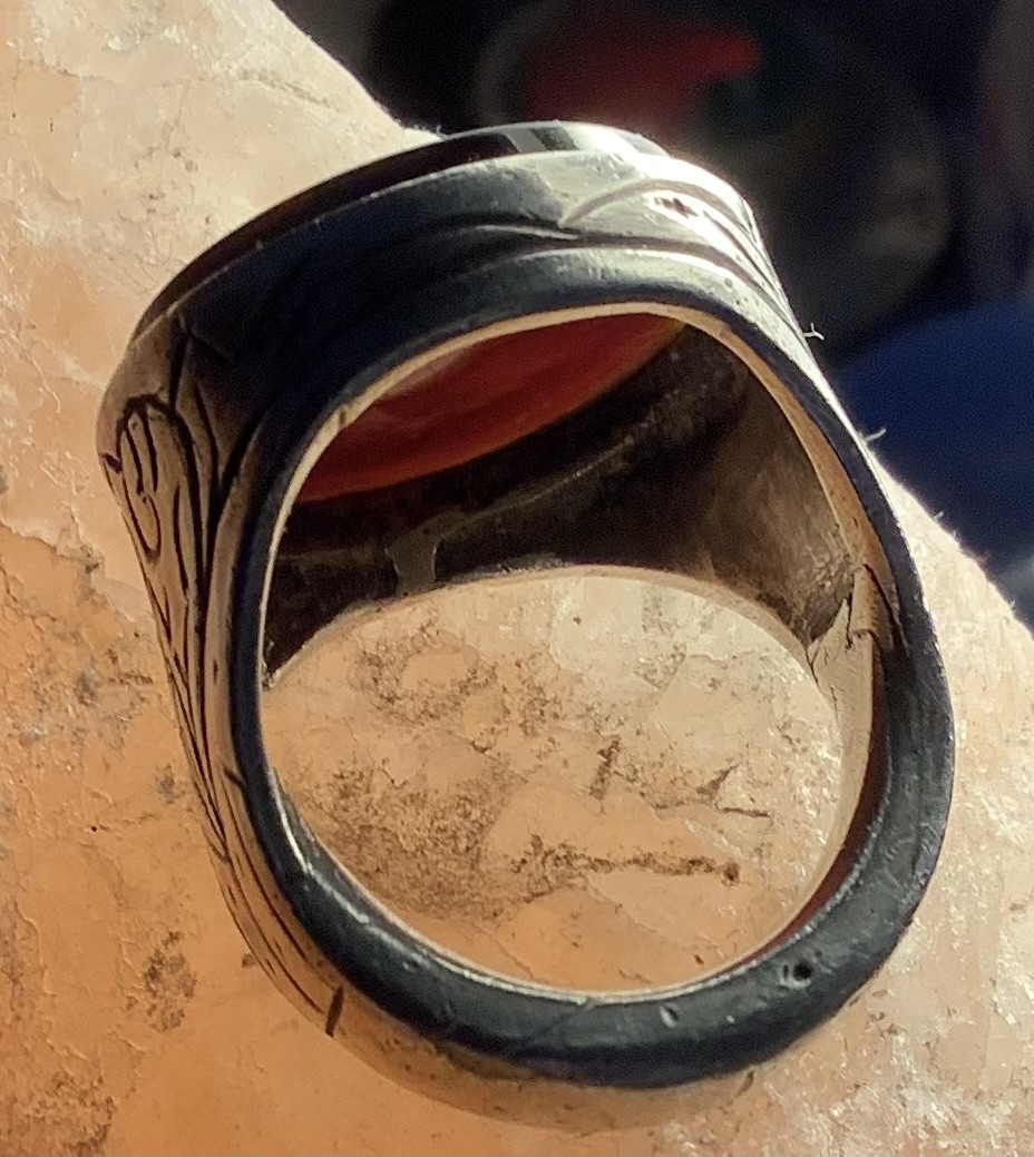 A Silver Ring With An Engraved Red Glass Intaglio Depicts Apollo On A Chariot.-photo-1
