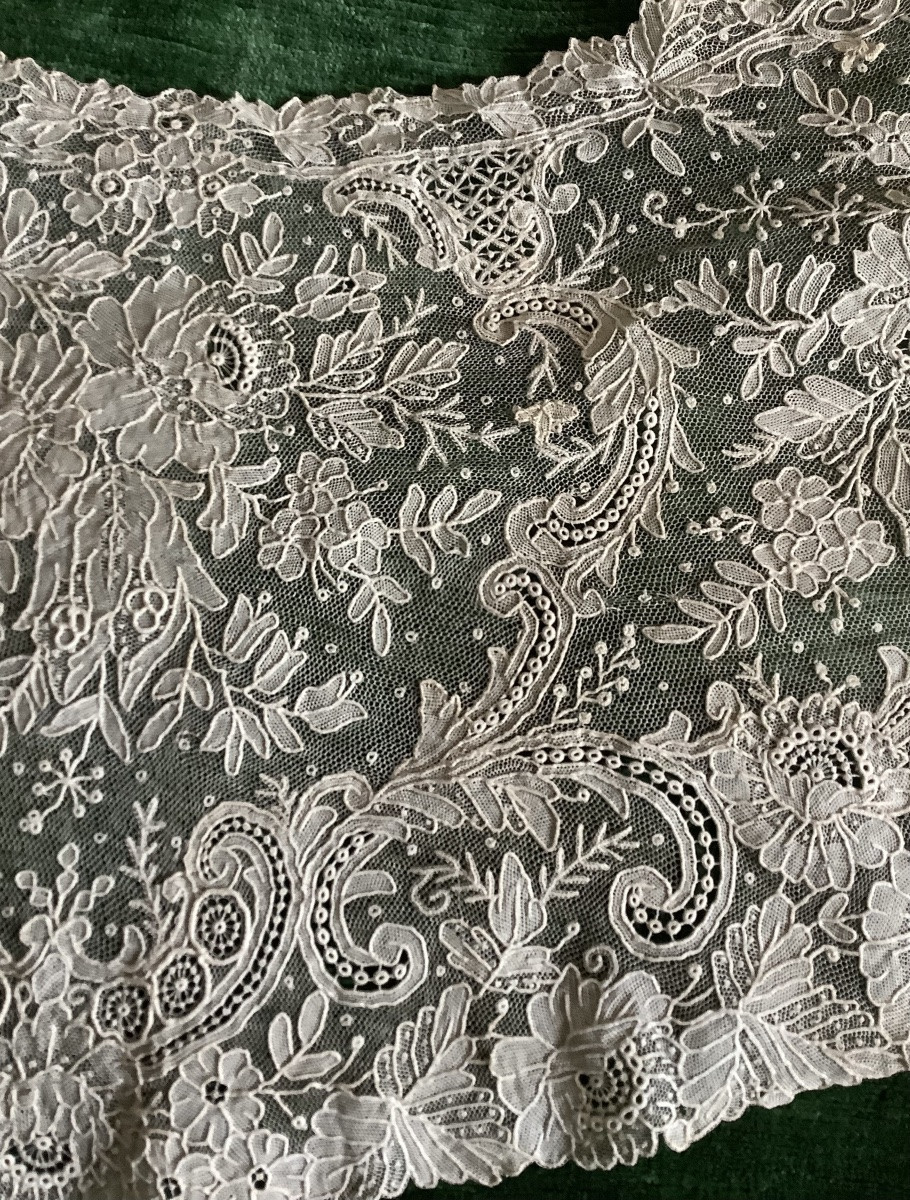 Une feuille d’éventails de dentelle à aiguille n 19 em siècle -photo-4