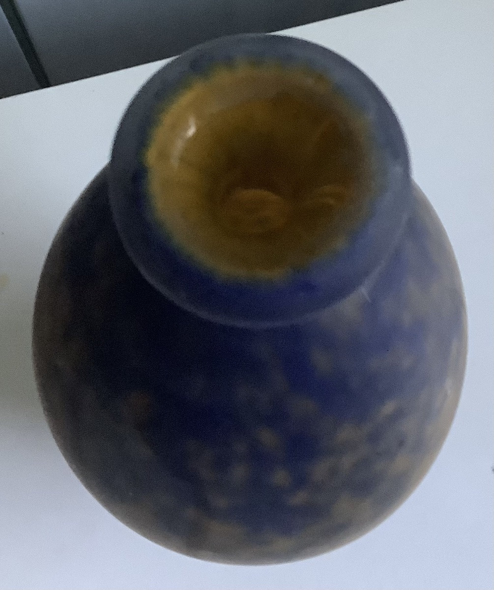 Glass Paste Vase Signed Delatte Nancy-photo-1