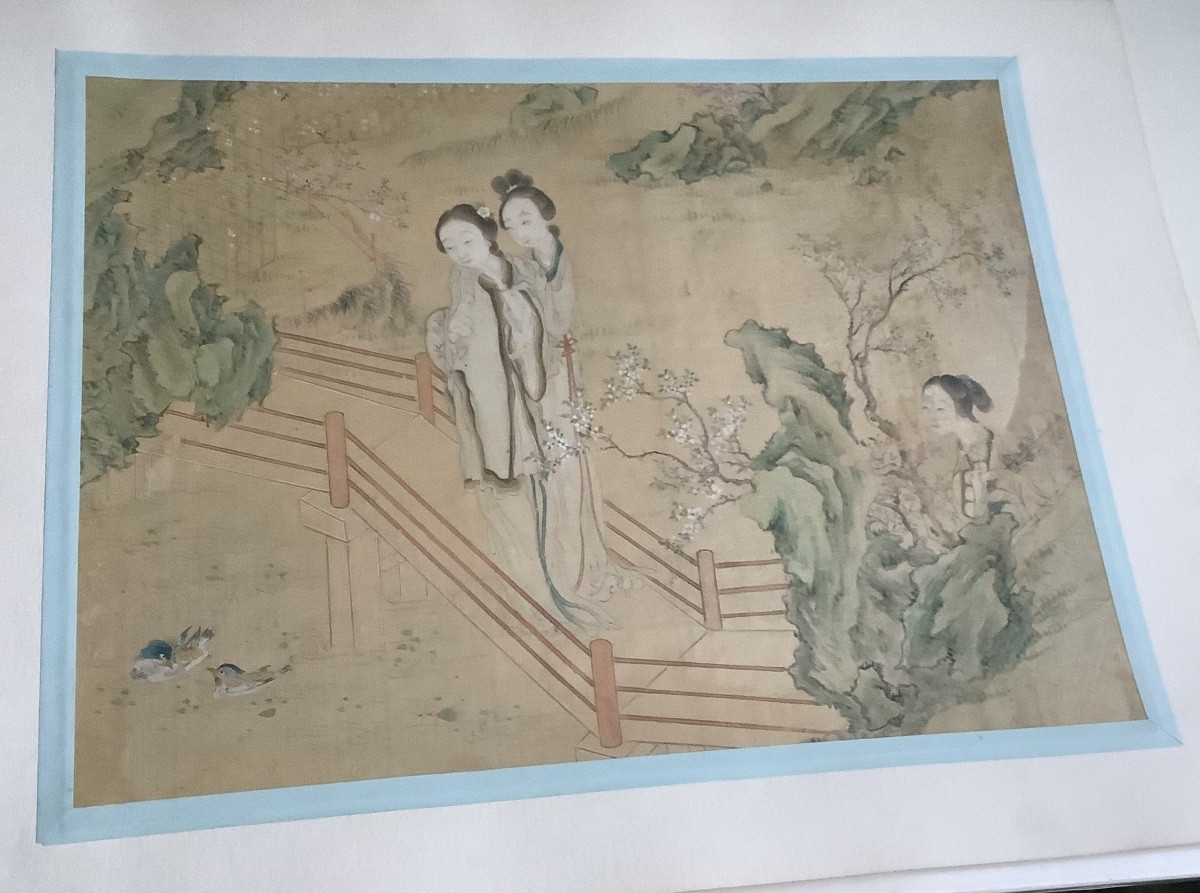 Chinese Painting, A Gouache On Silk From The 19th Century -photo-2
