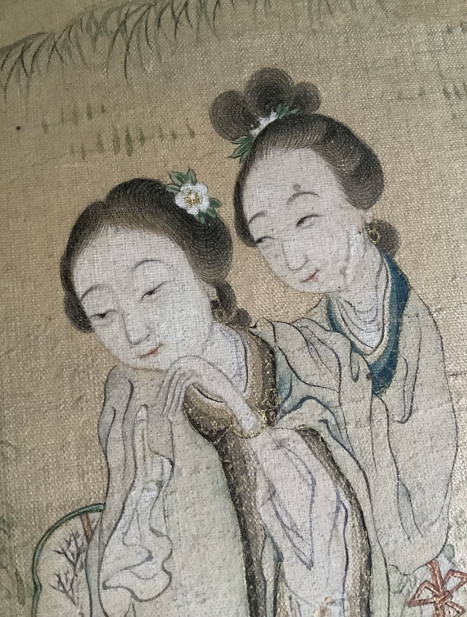 Chinese Painting, A Gouache On Silk From The 19th Century -photo-3