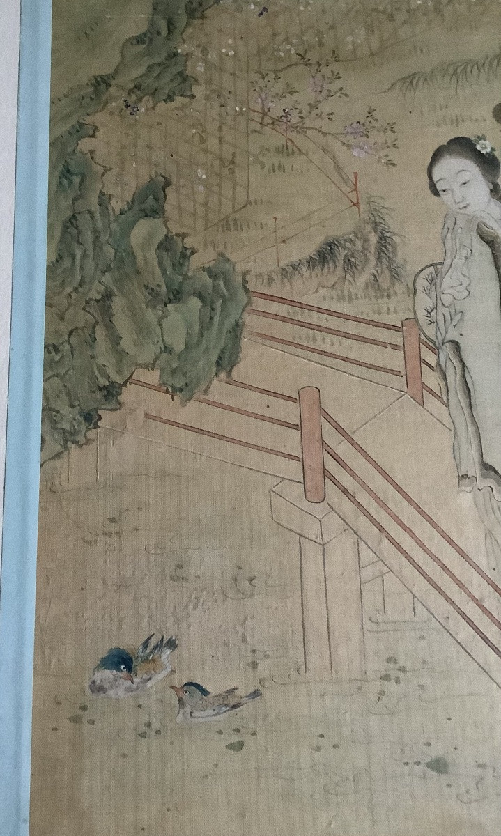 Chinese Painting, A Gouache On Silk From The 19th Century -photo-1