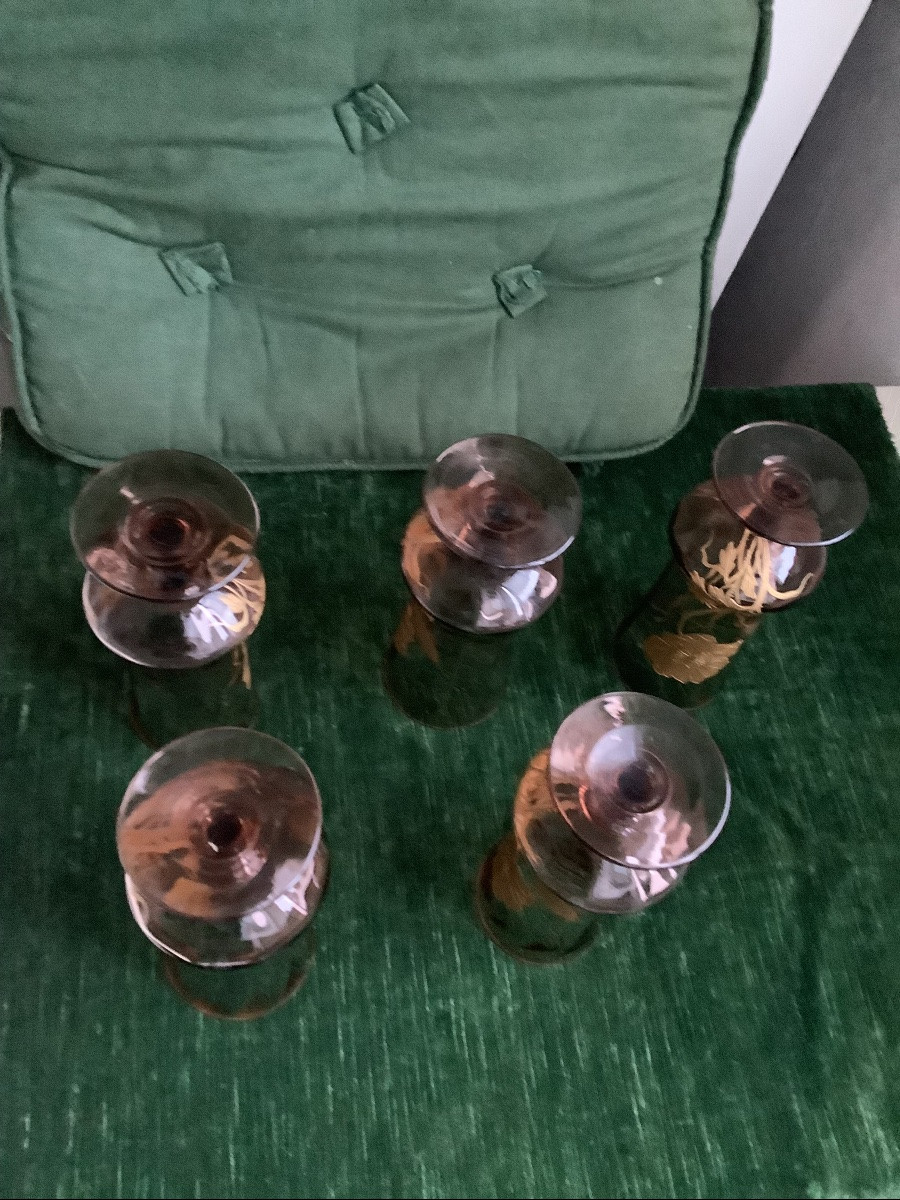 5verres  de Bacarrat décor des anémones -photo-3