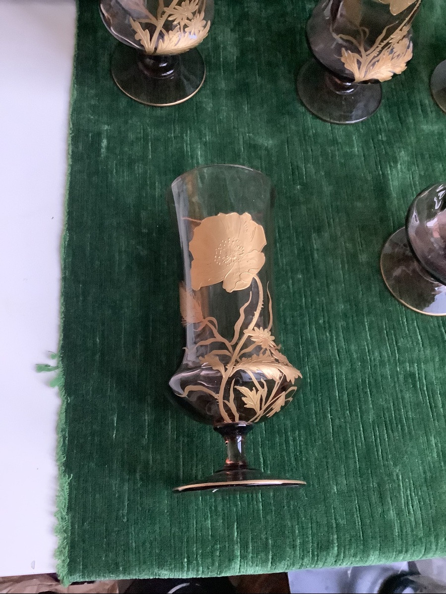 5verres  de Bacarrat décor des anémones -photo-4