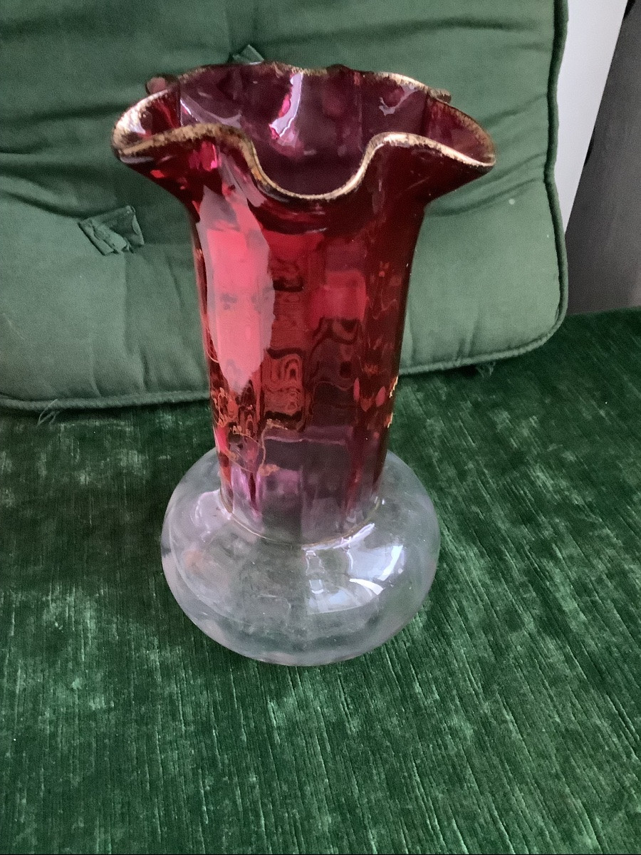 Vase By Legras In Enameled Glass With Floral Decoration-photo-1