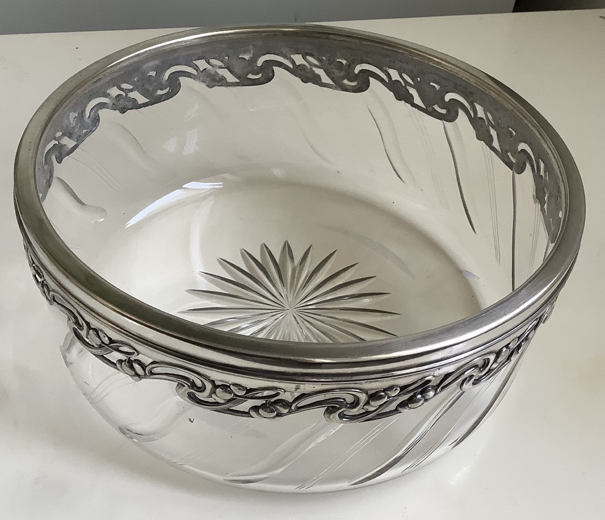 Service à caviar, bol en verre divisé époque 1900-photo-3