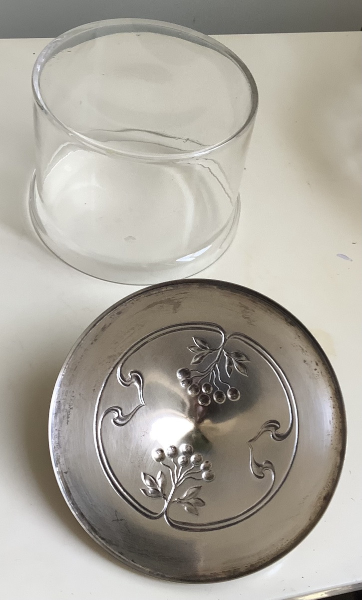 Service à caviar, bol en verre divisé époque 1900-photo-2