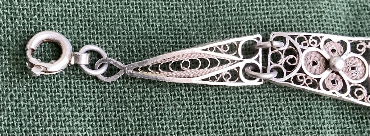 Bracelet en argent filgrane au milieu corail-photo-2