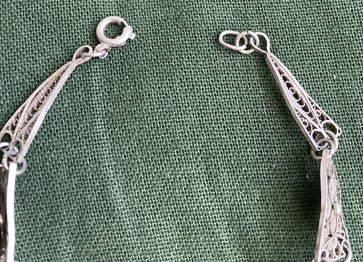 Bracelet en argent filgrane au milieu corail-photo-3