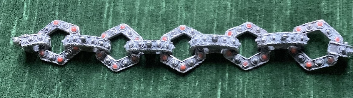 Bracelet en argent avec corail de pays de l’Orient-photo-2