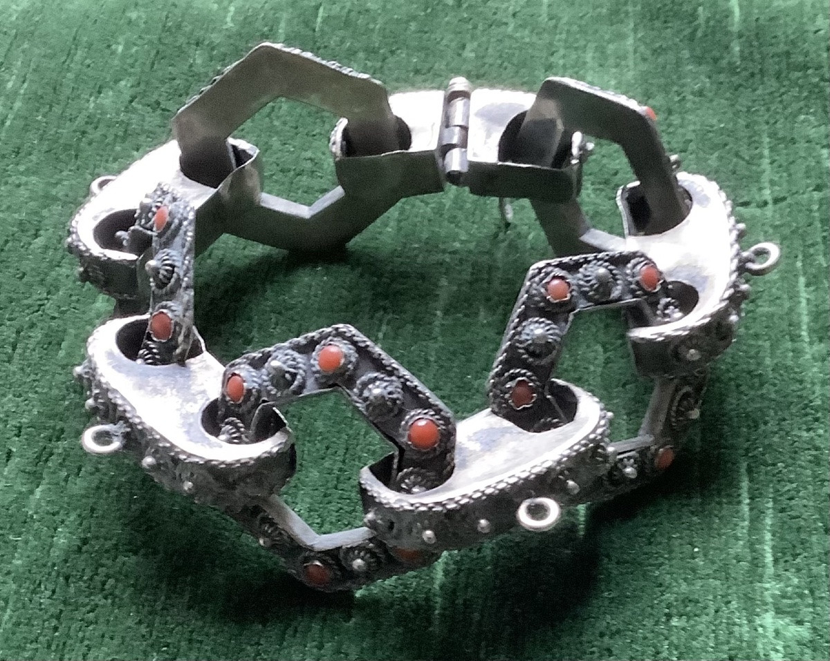 Bracelet en argent avec corail de pays de l’Orient-photo-4