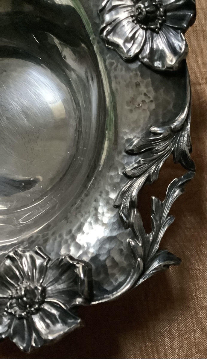 Une coupelle  en argent décor de fleurs  et de feuilles d’acathe  Art Nouveau -photo-3
