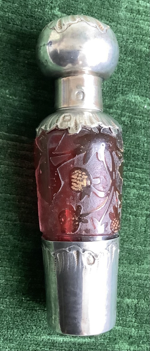 Silver Alhool Bottle With Multi-layer Glass Pate-photo-2