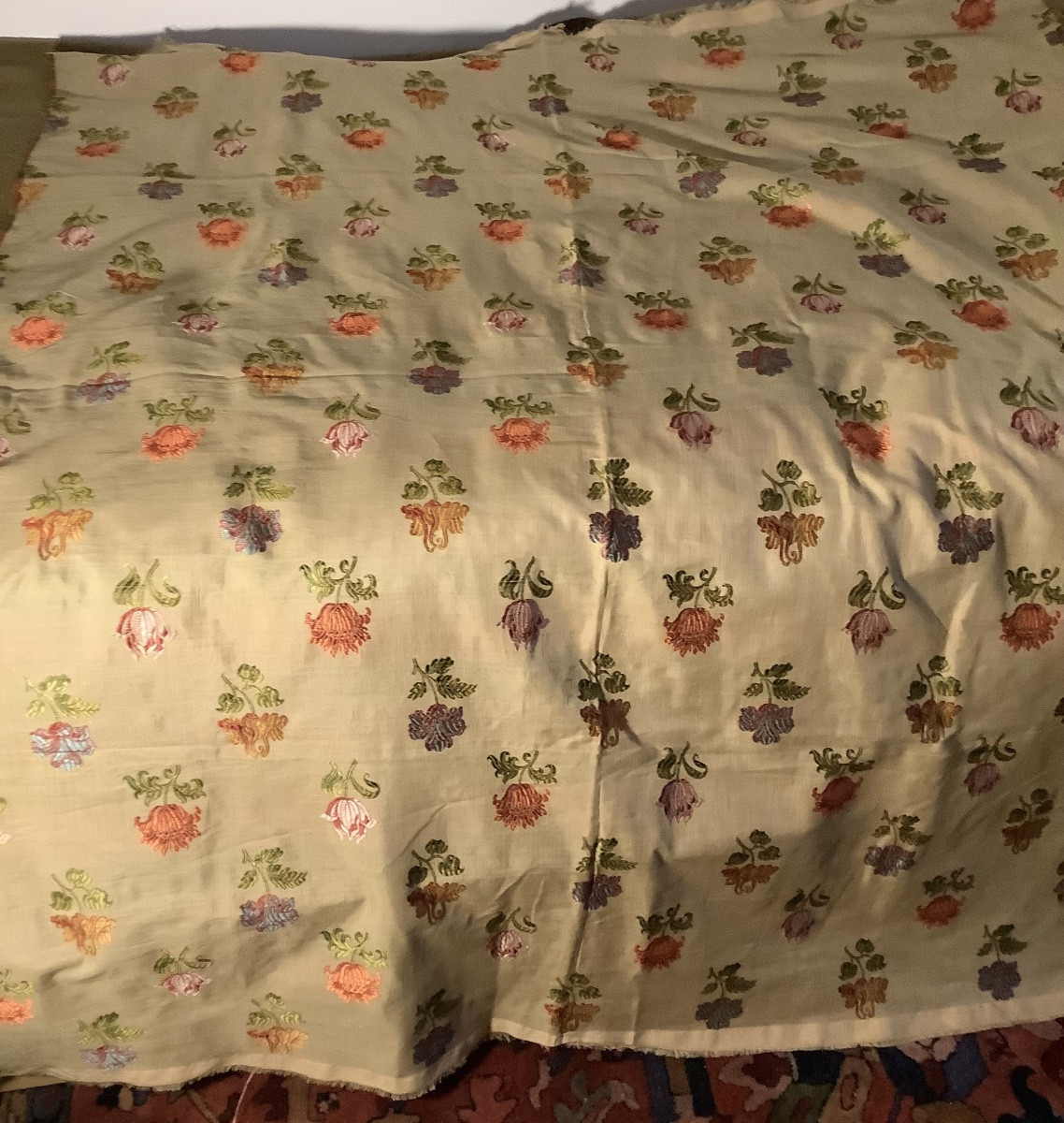 Silk Fabric Decorated With Flowers