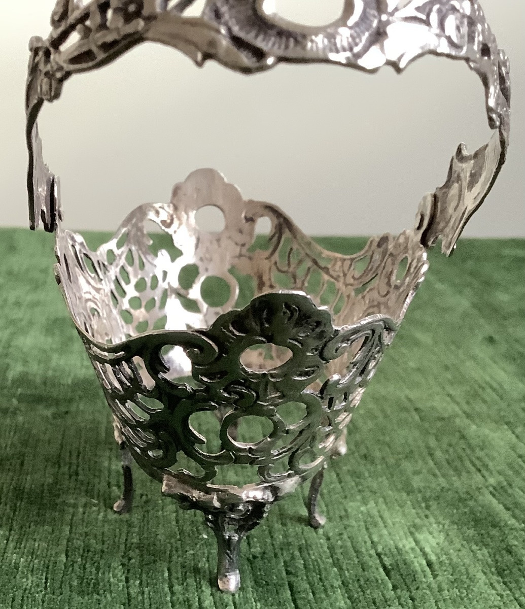 Small Silver Basket With Inner Glass-photo-2