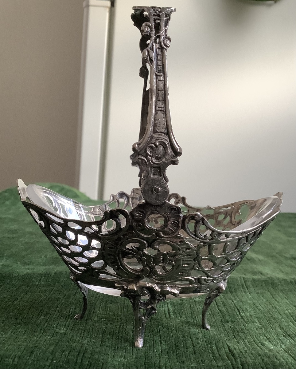 Small Silver Basket With Inner Glass