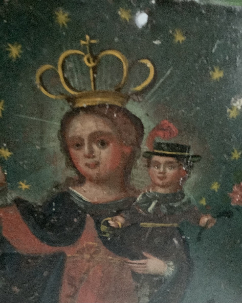 Peinture  en oil Madre de Atocha Retablo en etain-photo-2