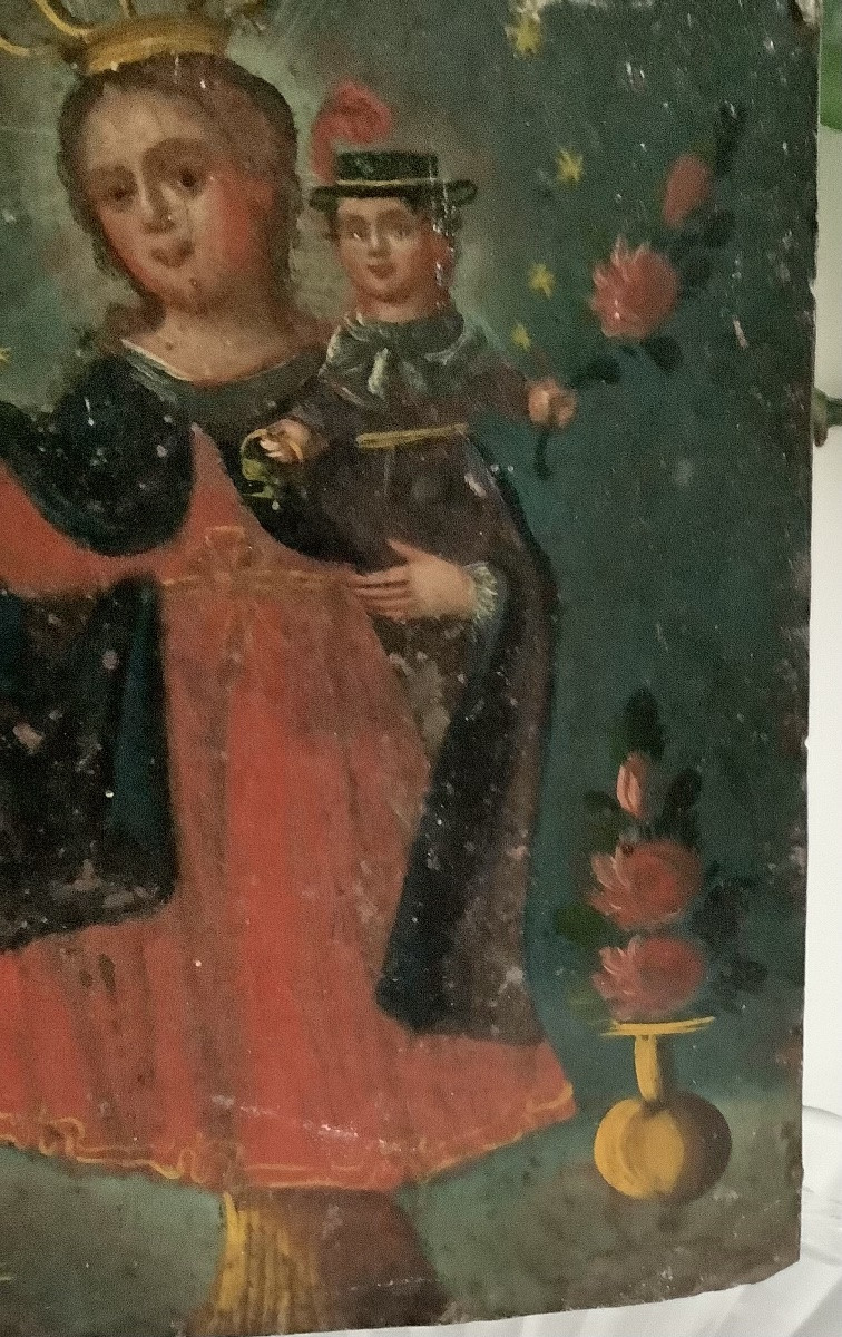 Peinture  en oil Madre de Atocha Retablo en etain-photo-2