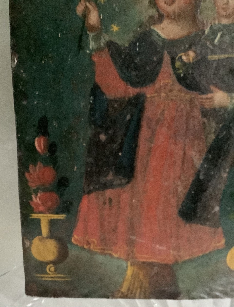 Peinture  en oil Madre de Atocha Retablo en etain-photo-3