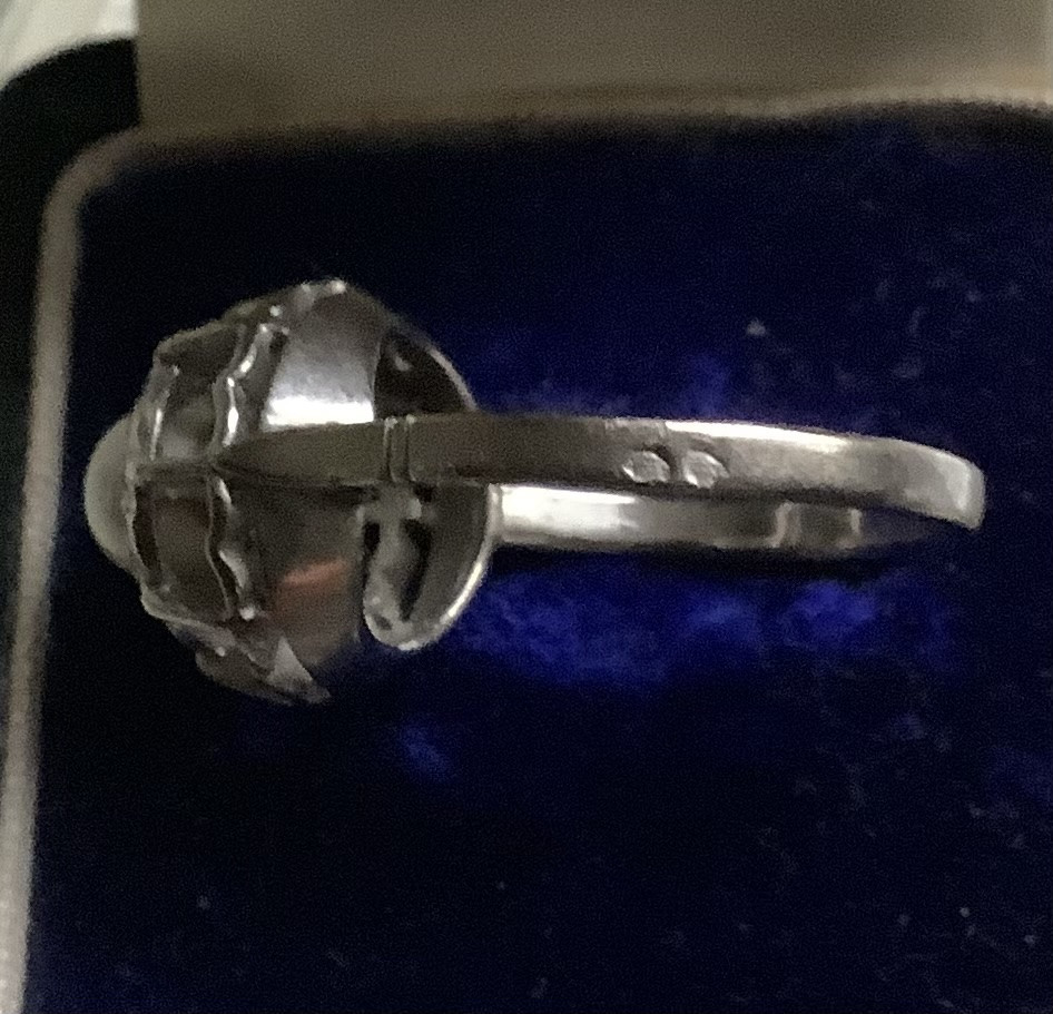 Bague en or et palatine avec perle autour petit diamonts-photo-3