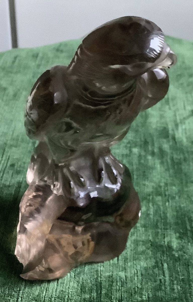 Statuette de faucon chinois par cristal de roche-photo-1