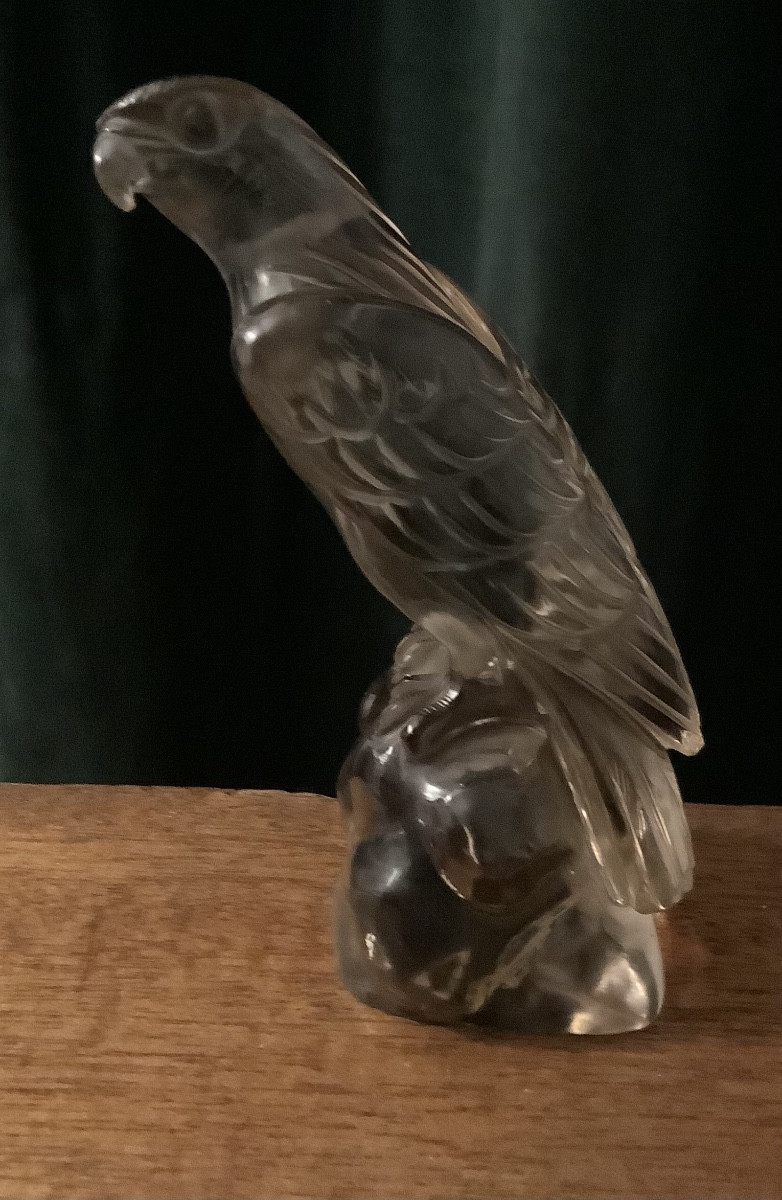 Statuette de faucon chinois par cristal de roche