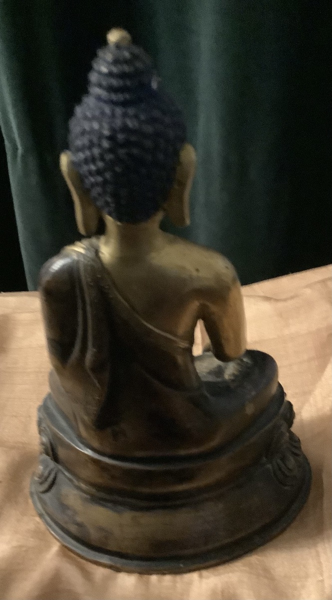 Tibetan Buddha Statuette In Bronze-photo-3