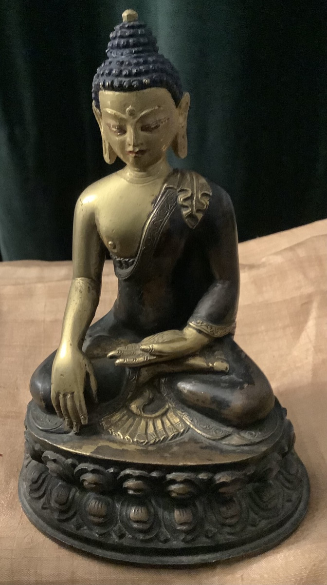 Tibetan Buddha Statuette In Bronze