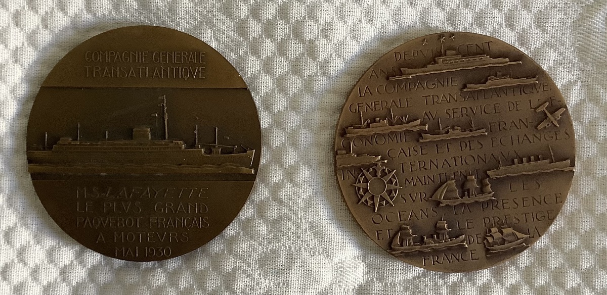 2 Companie Général Transatlantique Bronze Medals-photo-2