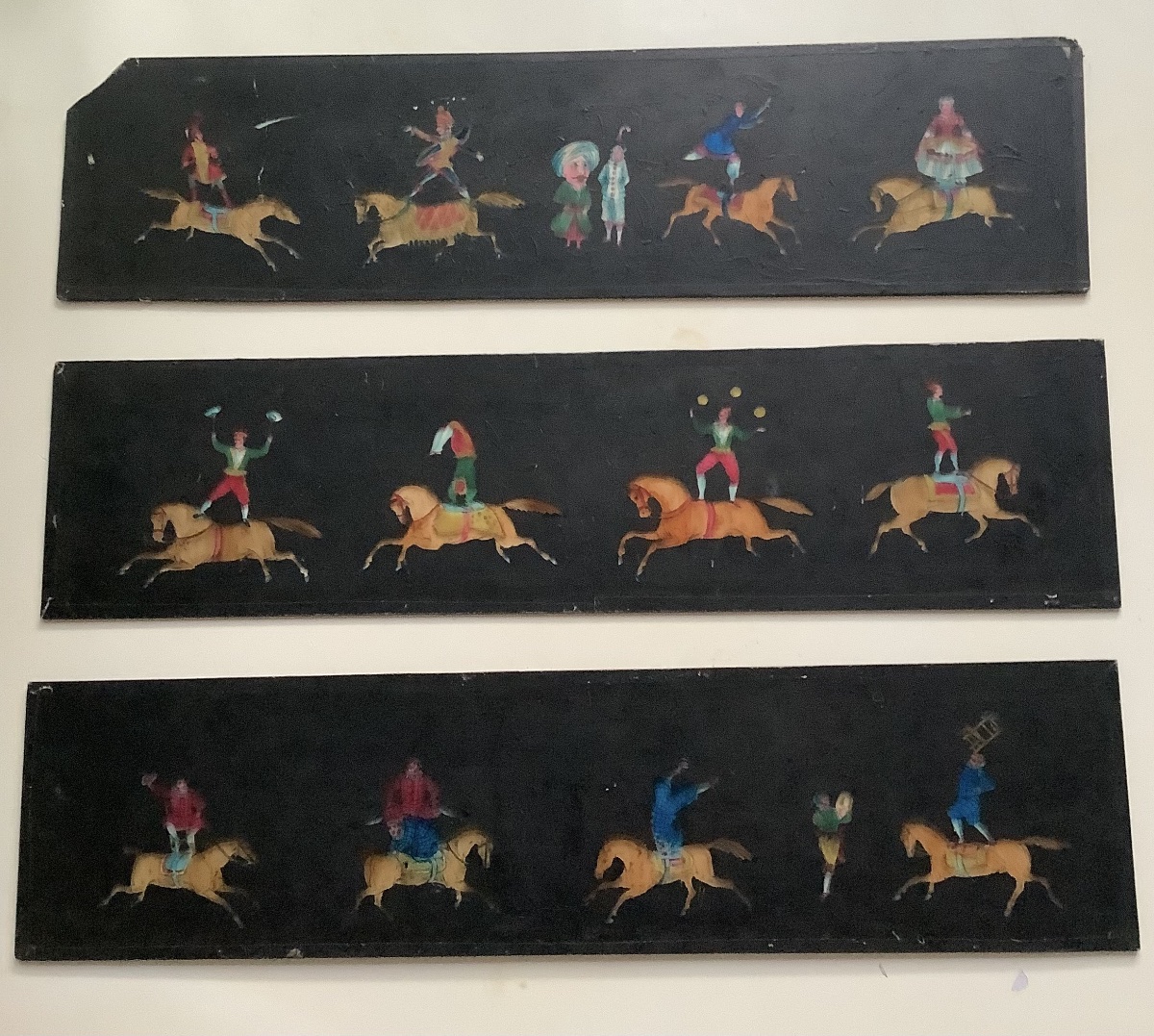 3 plaques de verre pour lantern magic - Cirques  - 