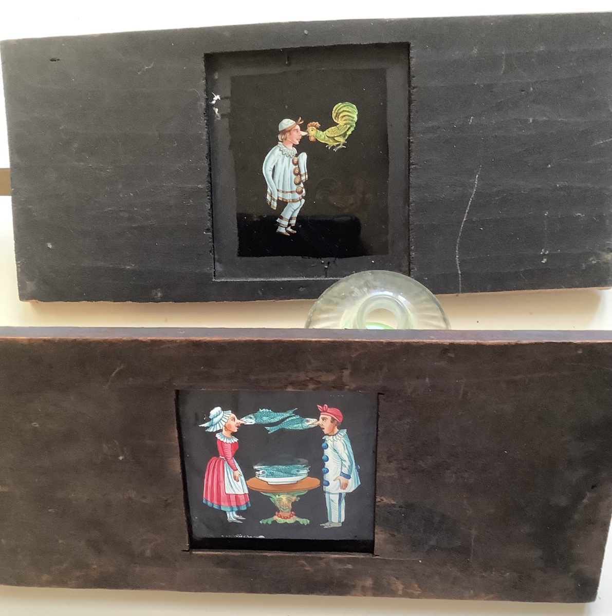 2 plaques de verre pour lantern magic