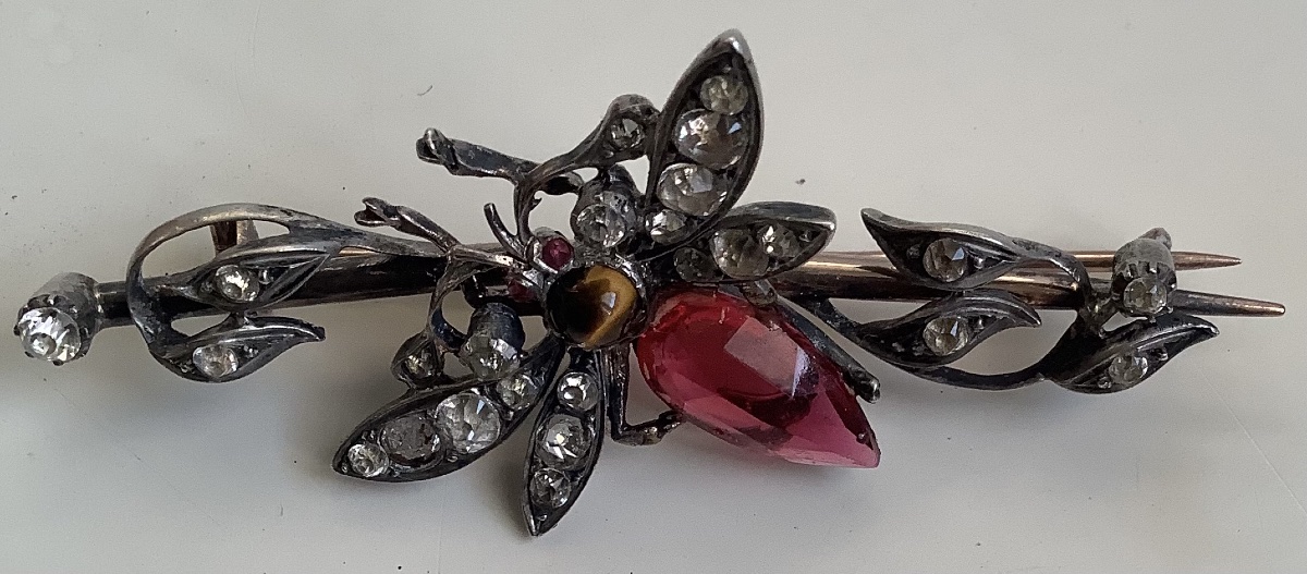 Broche insect en or jaune 18 k et argent-photo-2