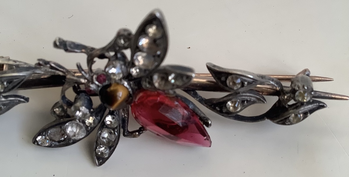 Broche insect en or jaune 18 k et argent-photo-3