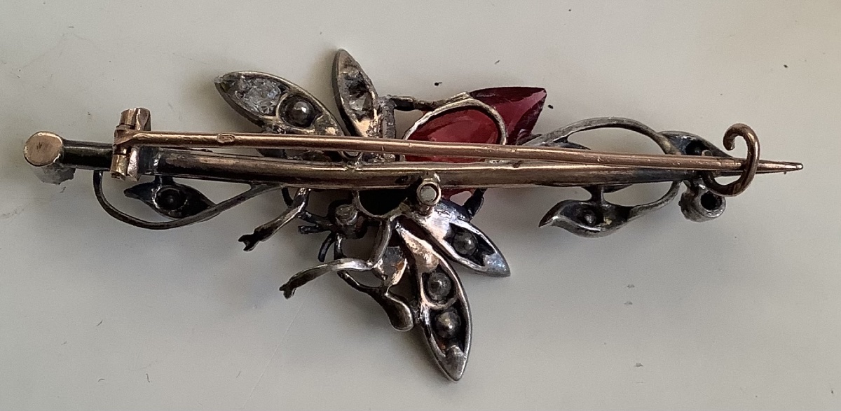 Broche insect en or jaune 18 k et argent-photo-2