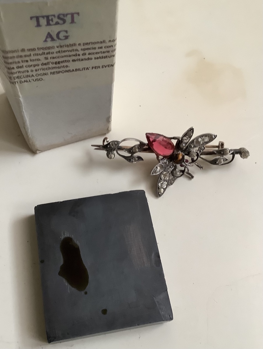 Broche insect en or jaune 18 k et argent-photo-3