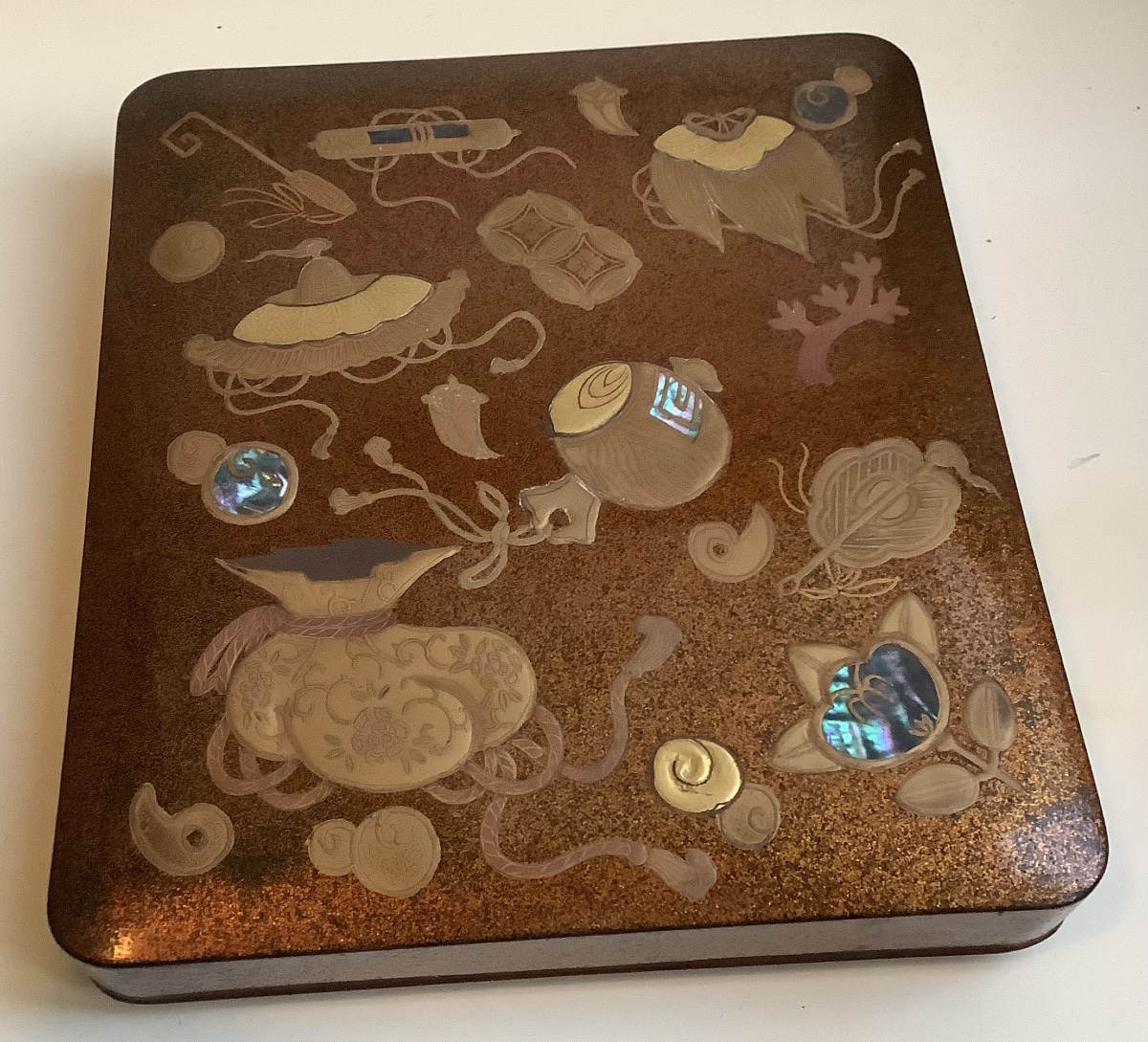 Japanese Writing Box (sujuribako) Made Of Lacquered Wood Contains An Inkstone (suzuri)-photo-2
